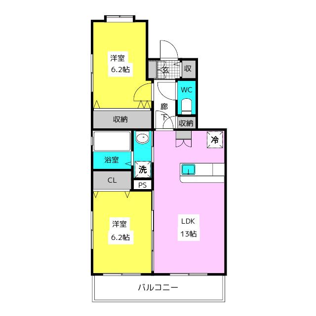 VIBLE(2LDK/2階)の間取り写真