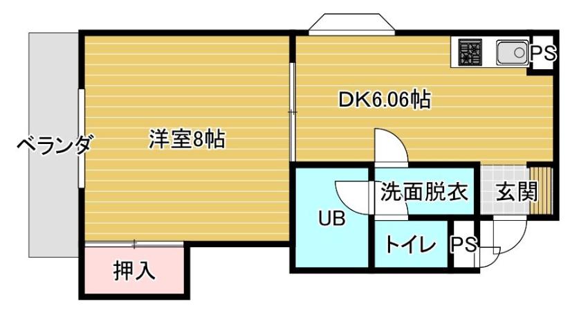 マルナカレジデンス千歳(1DK/3階)の間取り写真