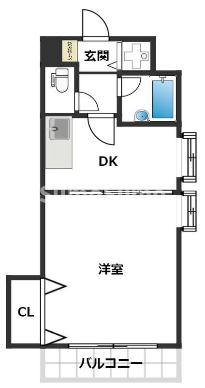 クロスステージ笹丘(1DK/3階)の間取り写真
