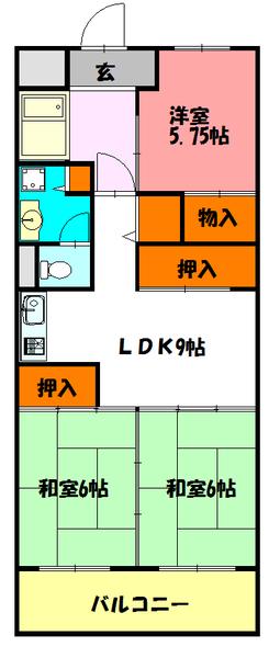 ラフェスタ二見(3LDK/3階)の間取り写真