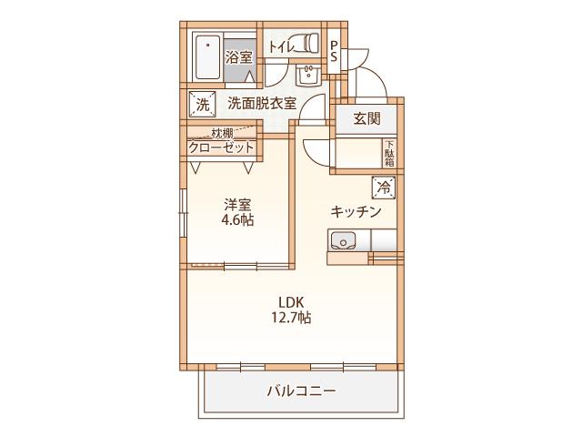 門前IRODORI -彩-(1LDK/1階)の間取り写真