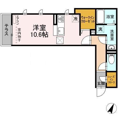 ルミールおおたか(ワンルーム/1階)の間取り写真