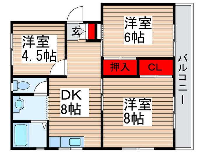 ニュー松戸コーポ B棟(3DK/3階)の間取り写真
