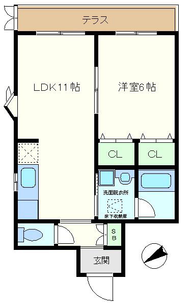 ストーンハイムII(1LDK/1階)の間取り写真