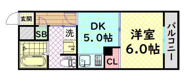 FUKUE BLD(1DK/2階)の間取り写真