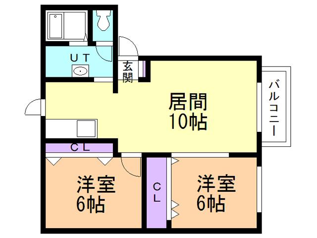 Jハイツ桜木(2LDK/3階)の間取り写真
