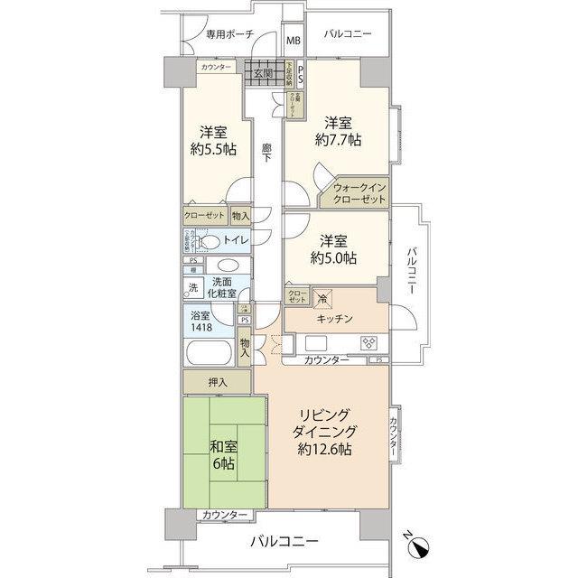 桂パークハウスガーデンビュウ弐番館(4LDK/7階)の間取り写真