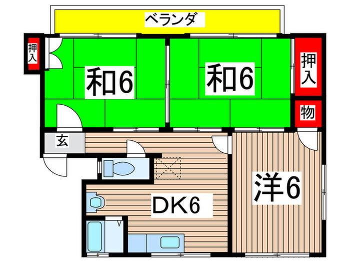 ワガツマハイツ(3DK/2階)の間取り写真