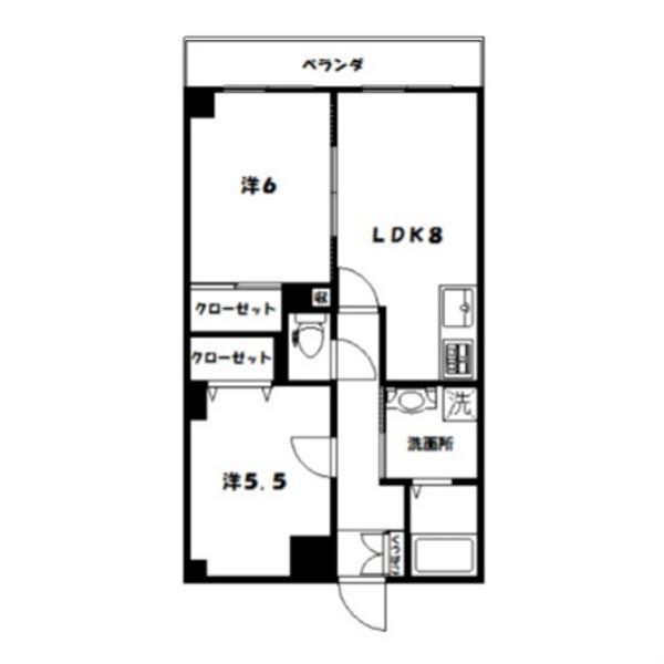 エヴァグレイス(2DK/5階)の間取り写真