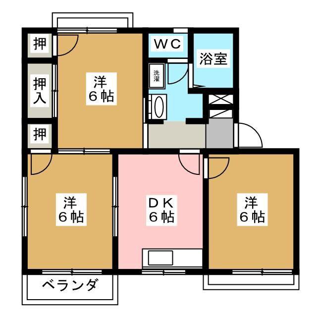 タウニィRARA(3DK/1階)の間取り写真