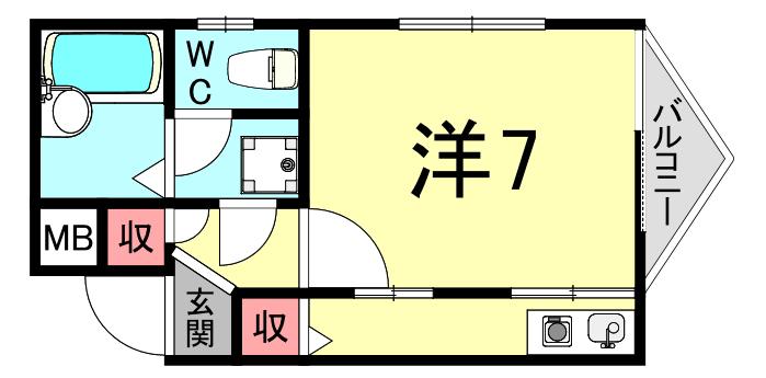 アンフィニジョア六甲(1K/4階)の間取り写真