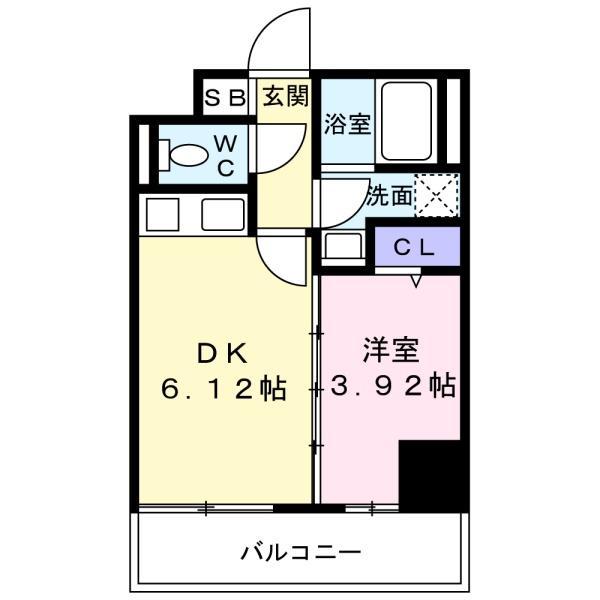 FREEDOM RESIDENCE 松原上田Ⅱ(1DK/9階)の間取り写真
