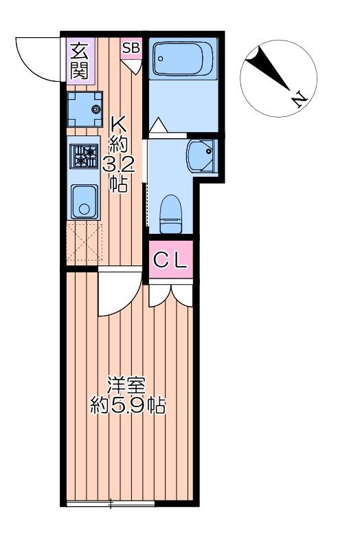ロンリヴェール(1K/1階)の間取り写真