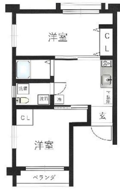 目黒ローヤルコーポ(2DK/1階)の間取り写真