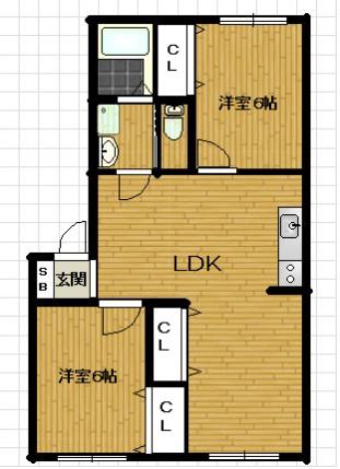 セレーノB(2LDK/2階)の間取り写真