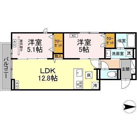 セレスティア西新井II(2LDK/1階)の間取り写真