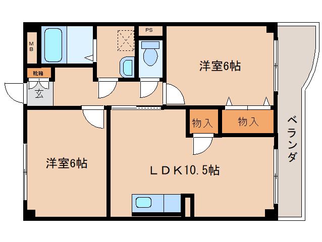メゾンパレス新大宮(2LDK/1階)の間取り写真