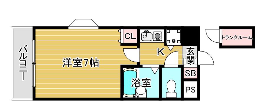 エンブレム都島(1K/5階)の間取り写真
