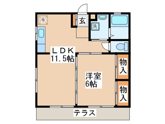 ラ・フォンテーヌ富士見(1LDK/1階)の間取り写真