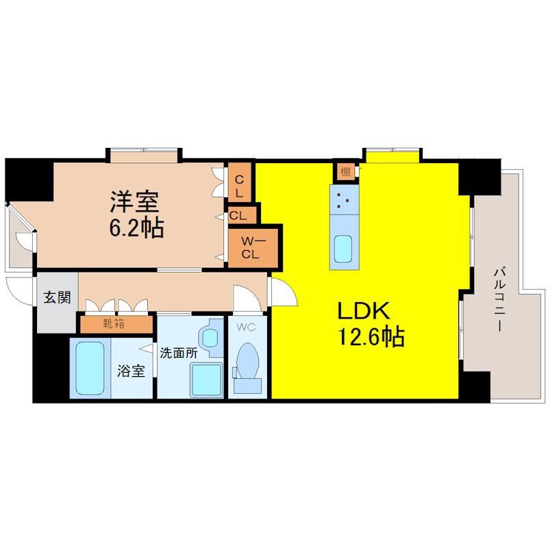 ラクラーレ大曽根(1LDK/5階)の間取り写真