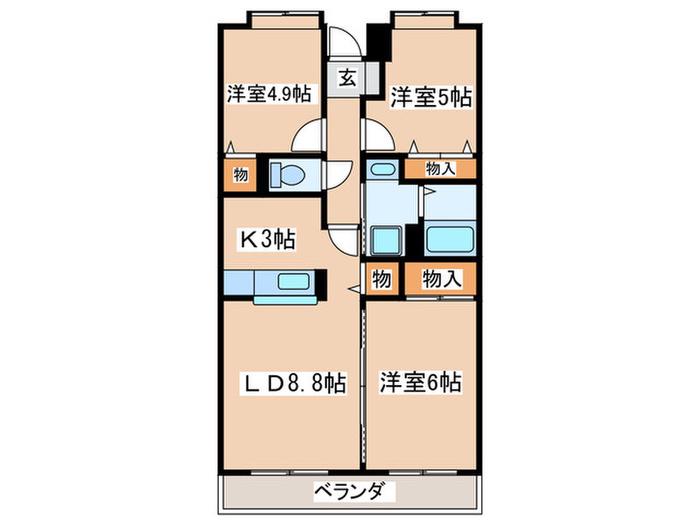 YOO-HOO響(3LDK/2階)の間取り写真