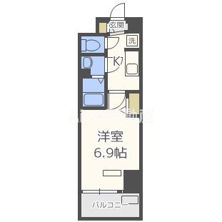 プレサンス阿波座駅前(1K/6階)の間取り写真