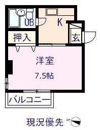 ルーエ霞町(1DK/7階)の間取り写真