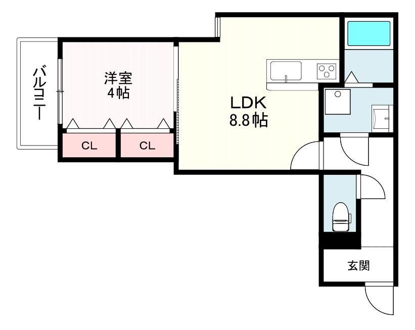 クリーク下山門II(1LDK/2階)の間取り写真