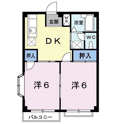 丸の内ハイツ(2DK/1階)の間取り写真
