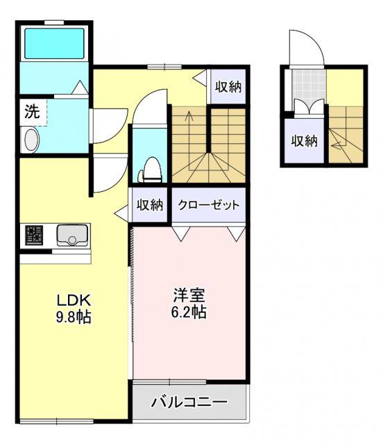 ドミール三輪台(1LDK/2階)の間取り写真