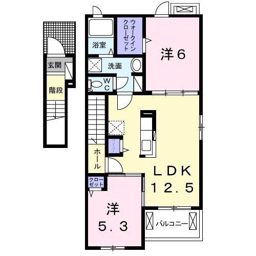 ソルティガ(2LDK/2階)の間取り写真