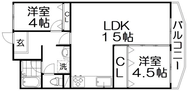 メゾン寝屋川(2LDK/7階)の間取り写真