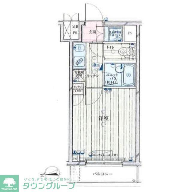 ルーブル新宿水道町(1K/2階)の間取り写真