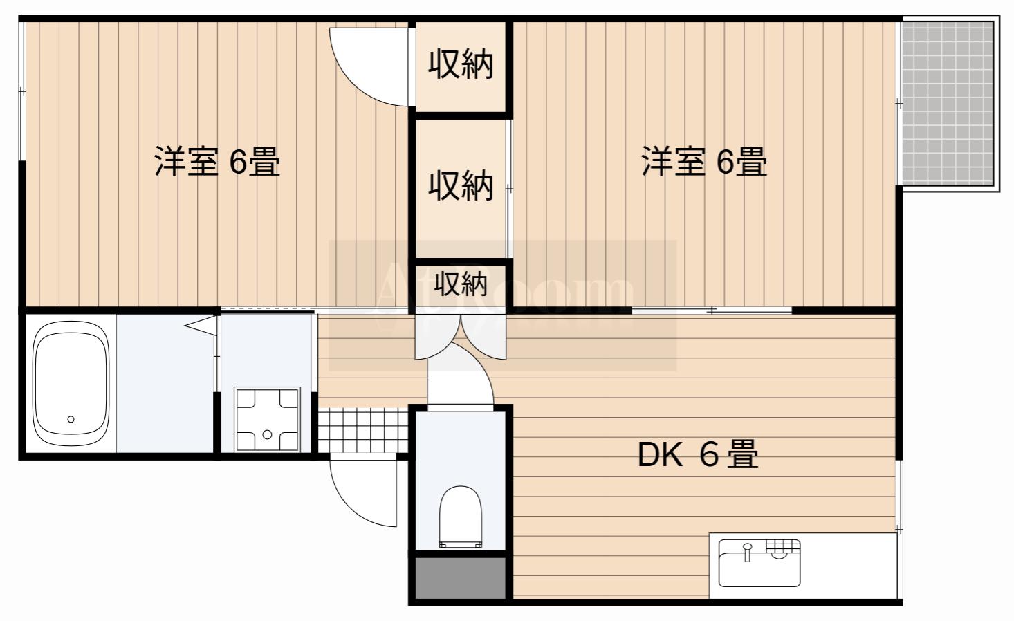 プレジールハイツ(2DK/1階)の間取り写真