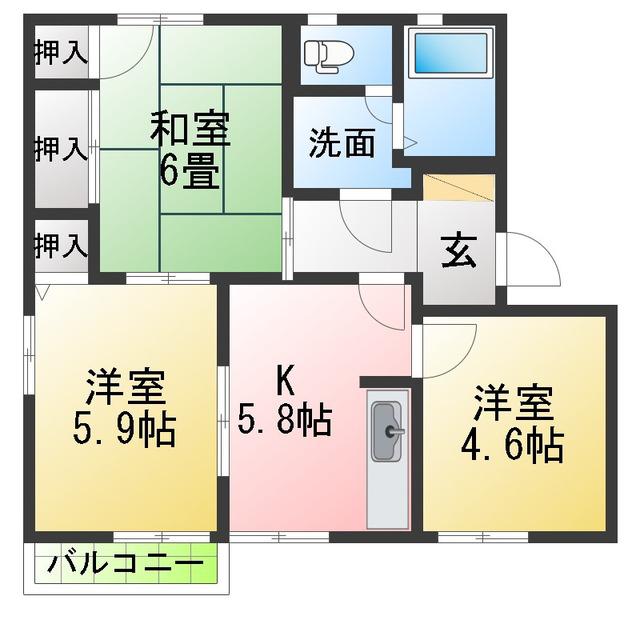 ロイヤルシーンII(3K/2階)の間取り写真