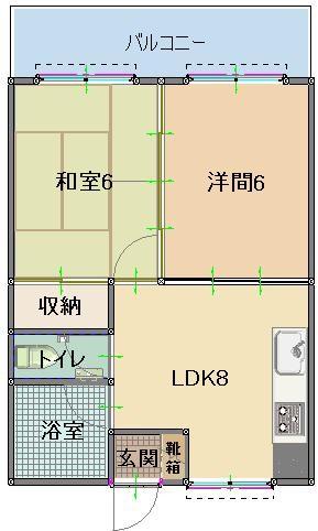 マンションくしばる(2DK/2階)の間取り写真