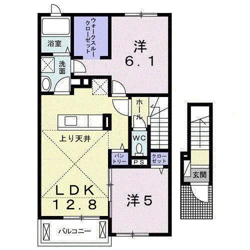 グラース クローV(2LDK/2階)の間取り写真