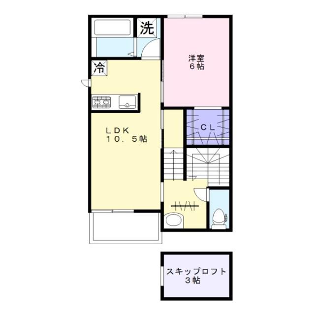 ストラーダふじみ野(1LDK/2階)の間取り写真