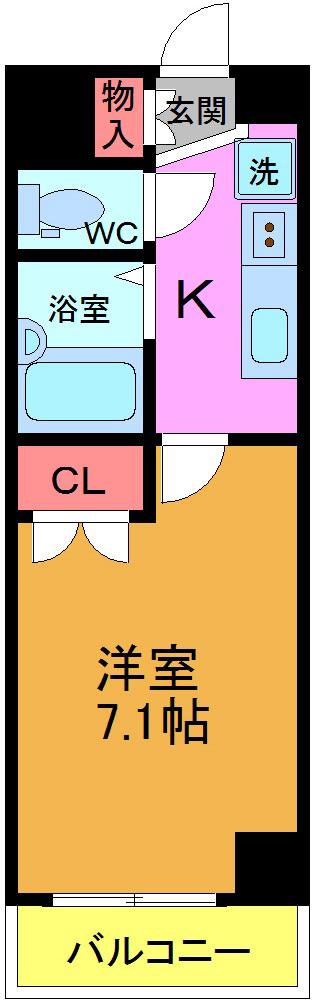 アジリア浦安(1K/5階)の間取り写真