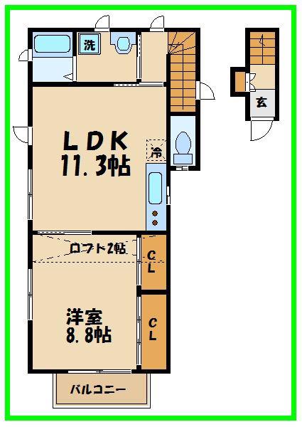 メゾン・ルミエール(1LDK/2階)の間取り写真