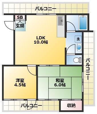 フラッツ東長崎(2LDK/3階)の間取り写真
