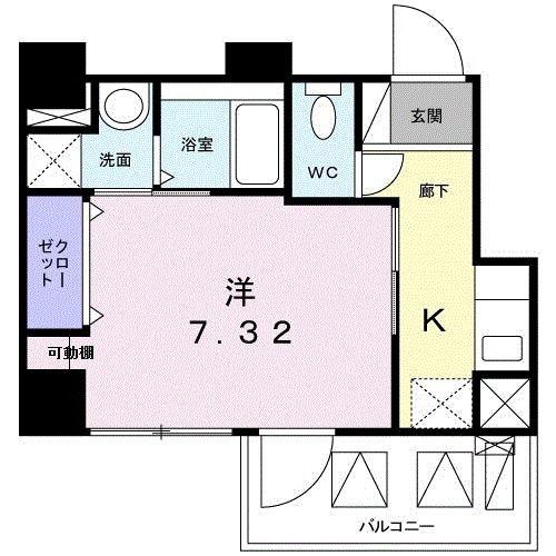 HAPPY HILLS(1K/2階)の間取り写真