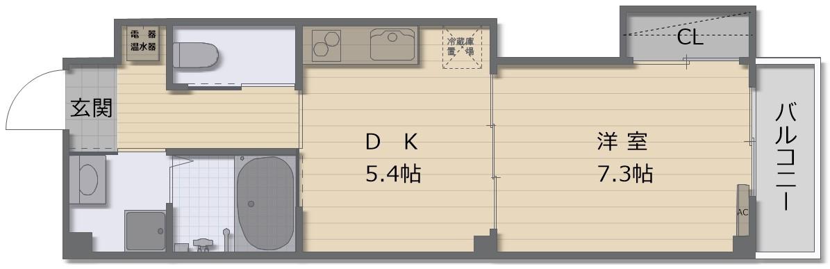 ヴィーブル寺田町II(1DK/2階)の間取り写真