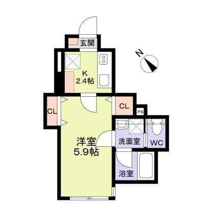 WOODCREST沼袋TERRACE(1K/1階)の間取り写真