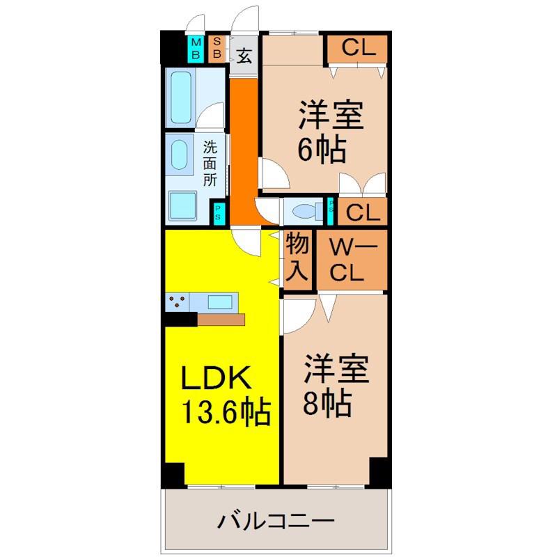 MYM千代田(2LDK/8階)の間取り写真