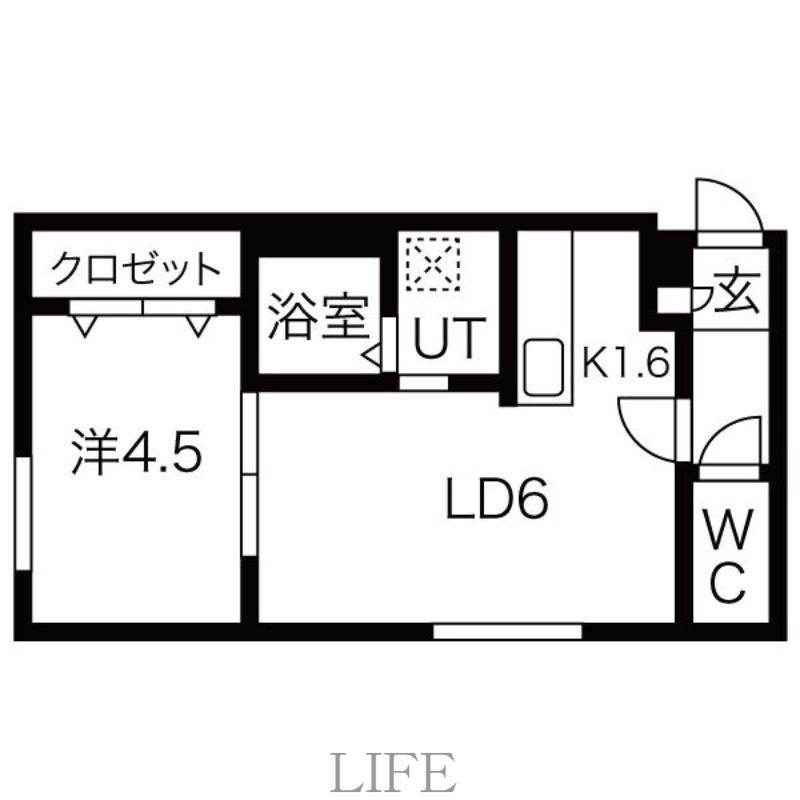 ラグジースペース栄通12(1LDK/1階)の間取り写真