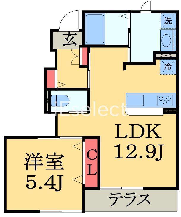 PRESAGE(1LDK/1階)の間取り写真