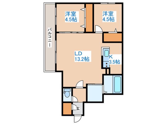 SーRESIDENCE西町(2LDK/4階)の間取り写真