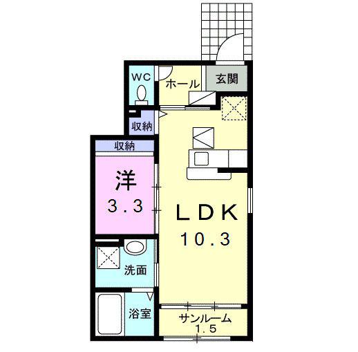 ガーデンプレイスIV(1LDK/1階)の間取り写真