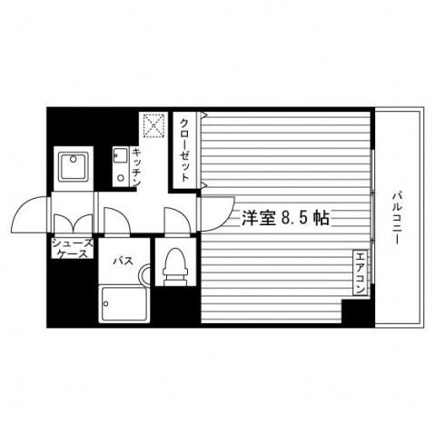 カルムイン伏見桃山(1K/8階)の間取り写真